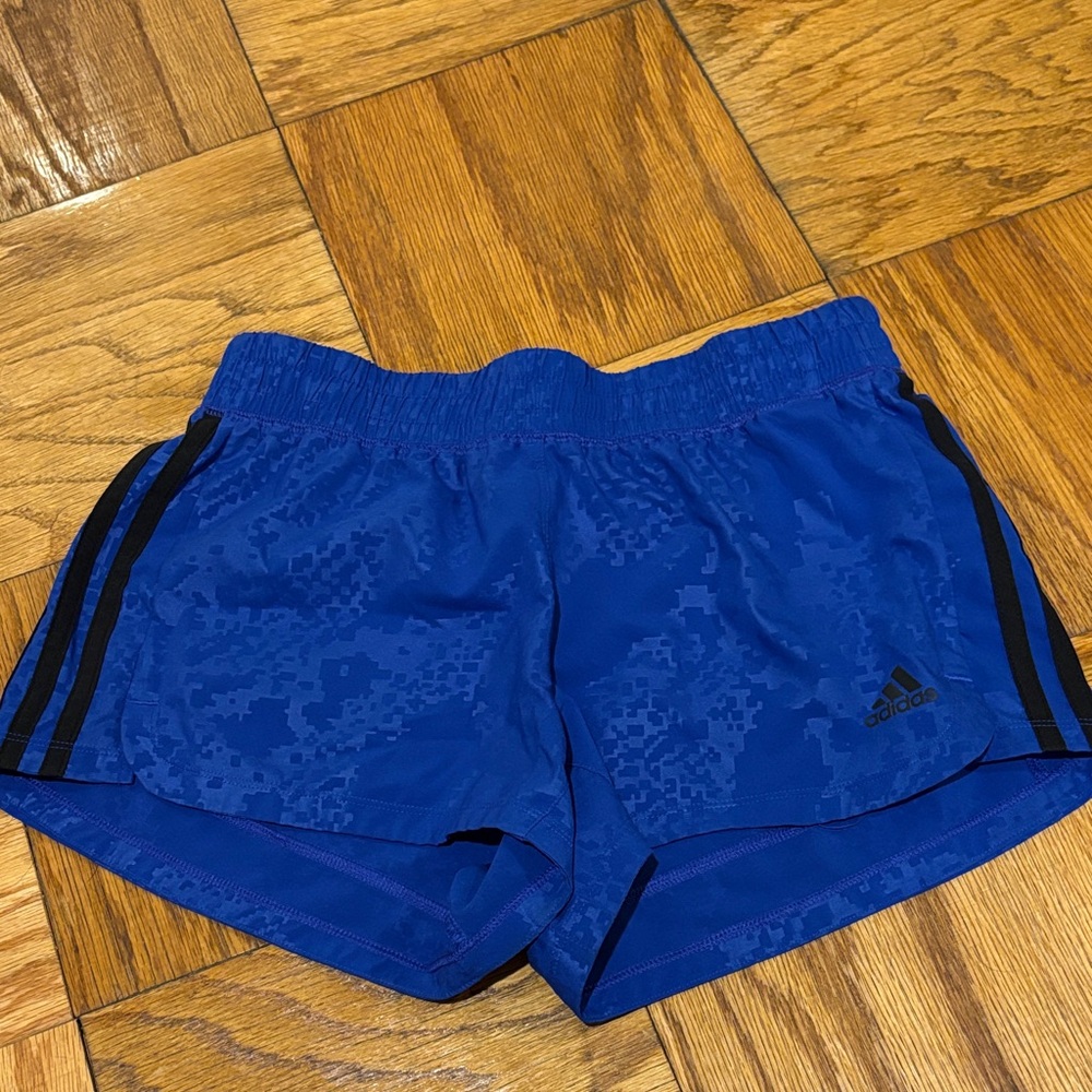 Adidas Cobalt Blue Running Shorts with Black Stripes